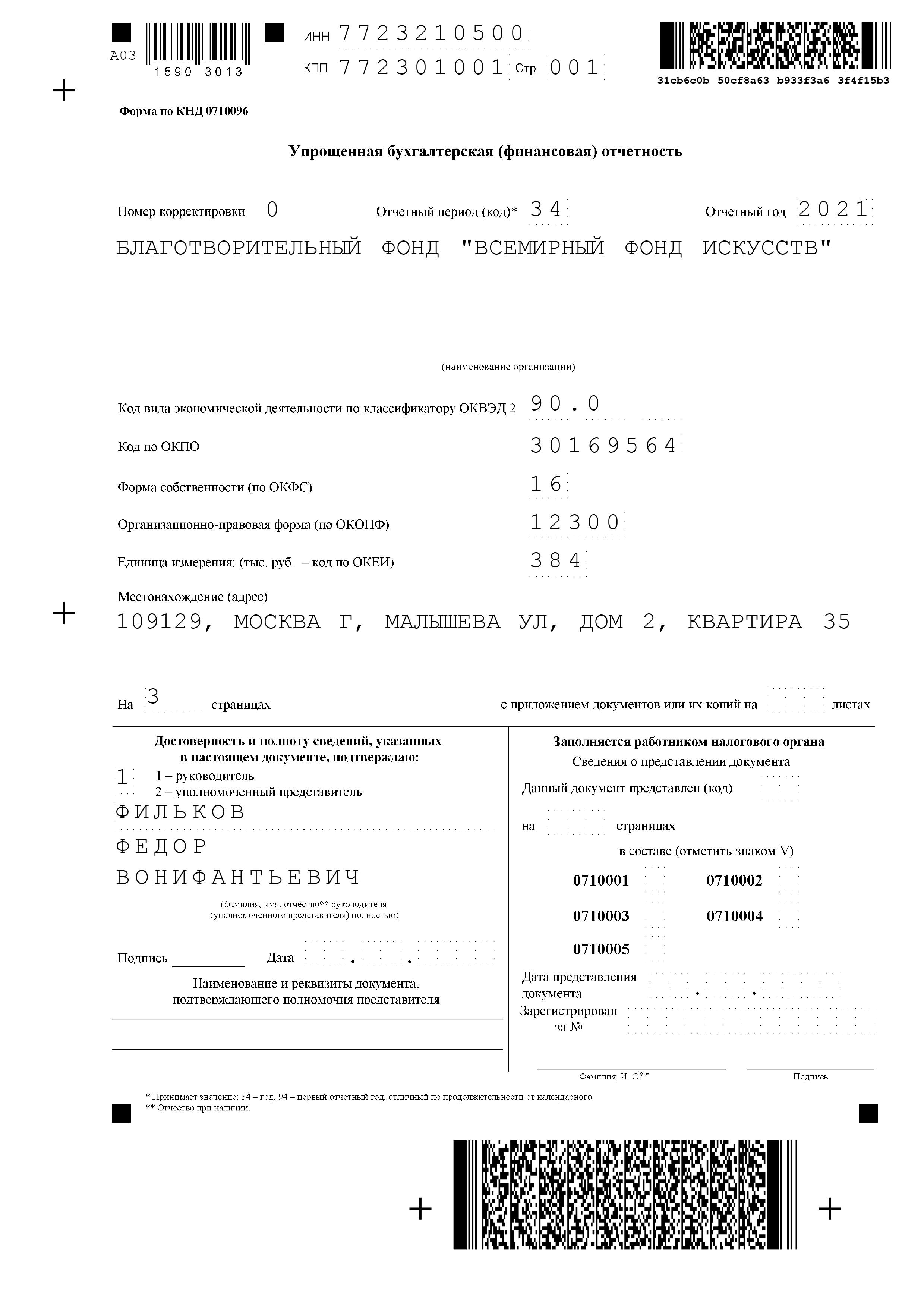 Бухгалтерская отчетность за 2021 год 3 1